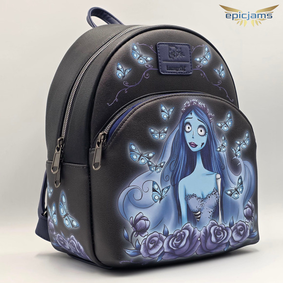 Loungefly Tim Burton's Corpse Bride Emily Butterfly Floral Black Mini Backpack - Picture 2 of 8